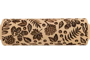 Fall Leaves Embossed Rolling Pin, Maple, Acorns, Rowan Texture for Clay and Cookie, Bakery Craft, Pottery Roller, Gift for the Ceramist