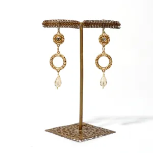 Filigree Ring Earring with Stone and Drop