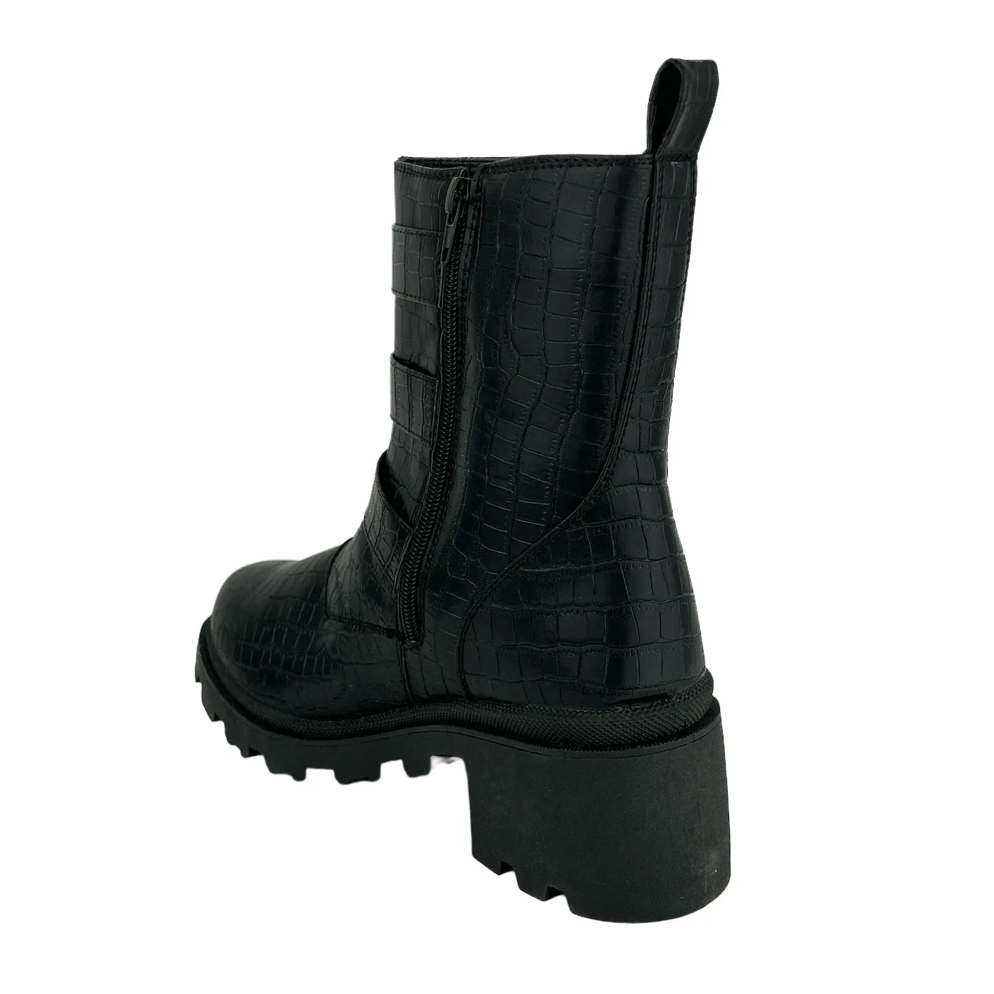 FILO Women's Lug Sole Croc Embossed Combats Boots