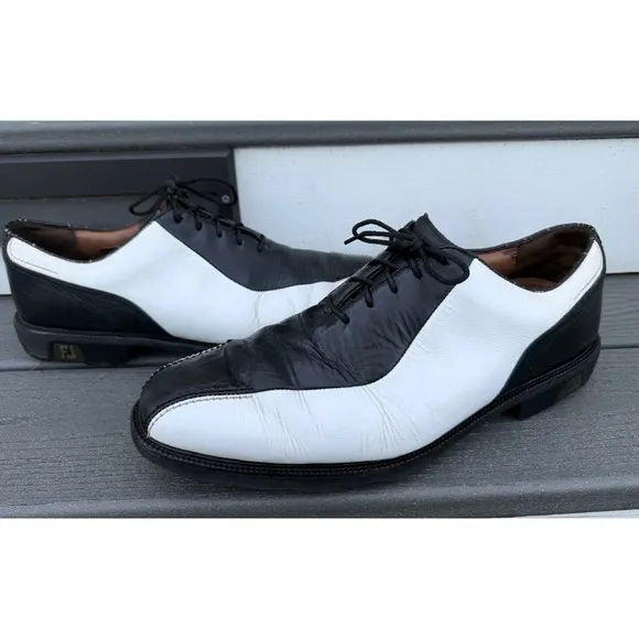 FootJoy FJ ICON Golf Shoes Mens 12M Black/White Athletic Full-Grain Leather