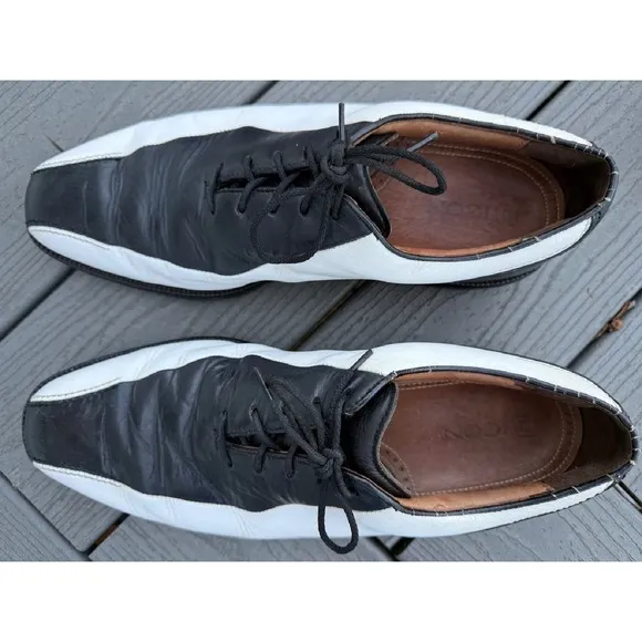 FootJoy FJ ICON Golf Shoes Mens 12M Black/White Athletic Full-Grain Leather