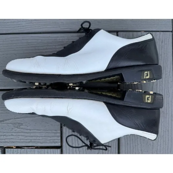 FootJoy FJ ICON Golf Shoes Mens 12M Black/White Athletic Full-Grain Leather