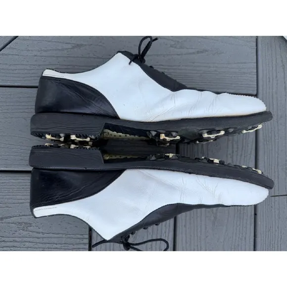 FootJoy FJ ICON Golf Shoes Mens 12M Black/White Athletic Full-Grain Leather