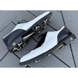 FootJoy FJ ICON Golf Shoes Mens 12M Black/White Athletic Full-Grain Leather