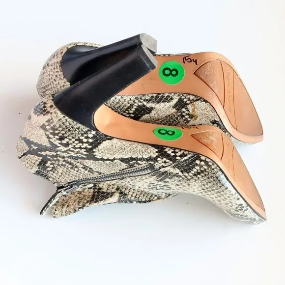 Franco Sarto Snakeskin Embossed Leather Heeled Ankle Boots Booties Size 8
