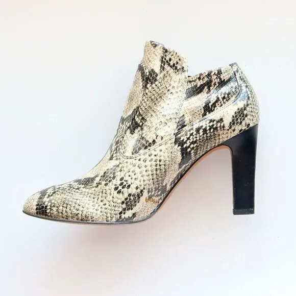 Franco Sarto Snakeskin Embossed Leather Heeled Ankle Boots Booties Size 8