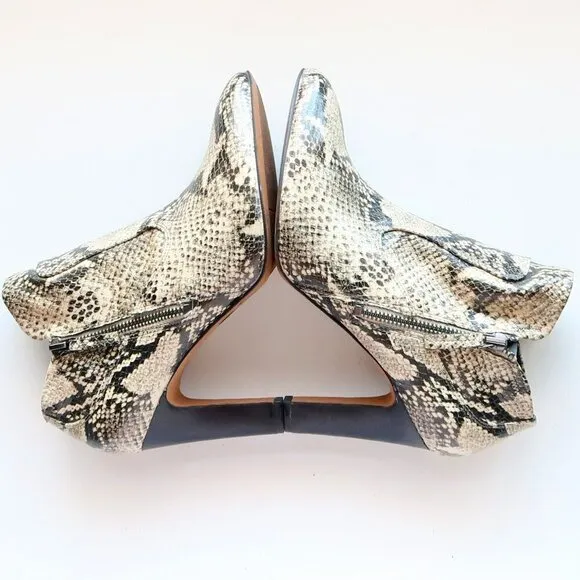 Franco Sarto Snakeskin Embossed Leather Heeled Ankle Boots Booties Size 8