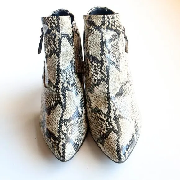 Franco Sarto Snakeskin Embossed Leather Heeled Ankle Boots Booties Size 8