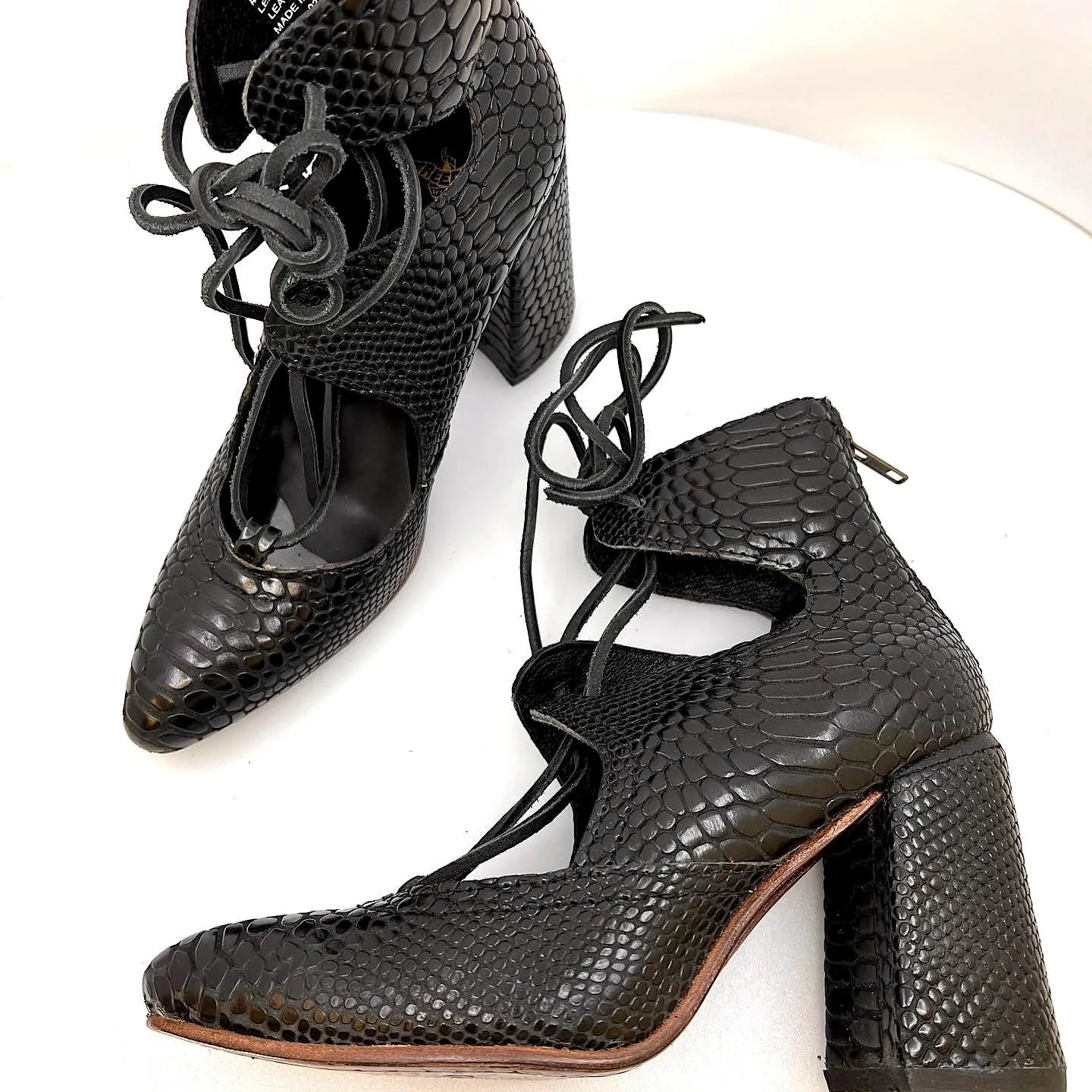 FREEBIRD JOYCE SNAKE SKIN ANKLE BOOTS