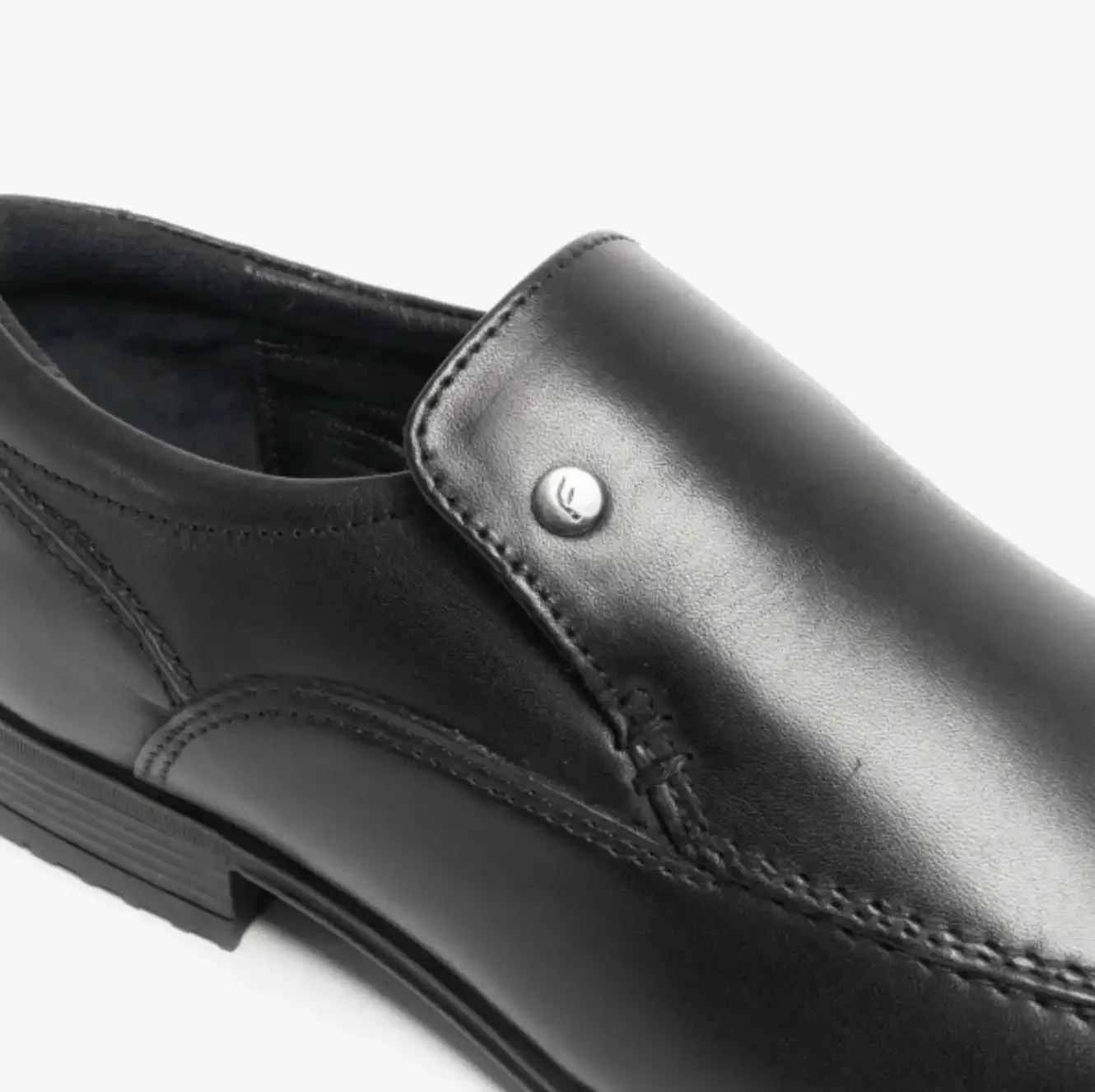 Front Mens Belmont Black Leather Slip On Dress Shoes