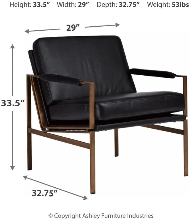 Full assembled Ashley Furniture Puckman Accent Chair, Black Leather! (Please Note: small dent on front right metal leg, does not affect its use) Retails $739  on sale