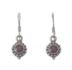 Garnet Drop Sterling Silver Earrings