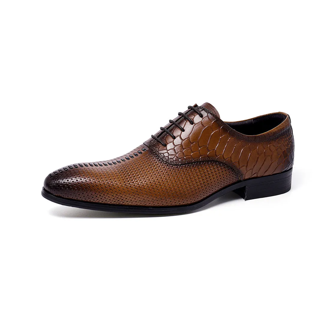 Genuine Leather Men's Shoes Top Layer Cowhide Formal Business Leather Shoes Pointed Crocodile Pattern Embossed Pumps68133