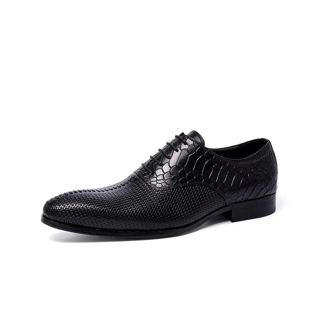 Genuine Leather Men's Shoes Top Layer Cowhide Formal Business Leather Shoes Pointed Crocodile Pattern Embossed Pumps68133
