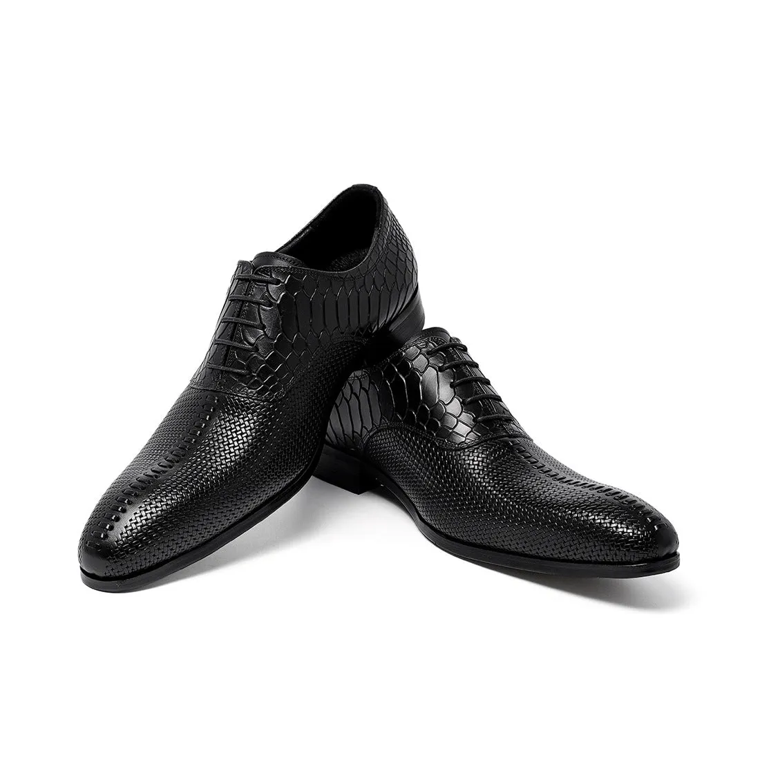 Genuine Leather Men's Shoes Top Layer Cowhide Formal Business Leather Shoes Pointed Crocodile Pattern Embossed Pumps68133