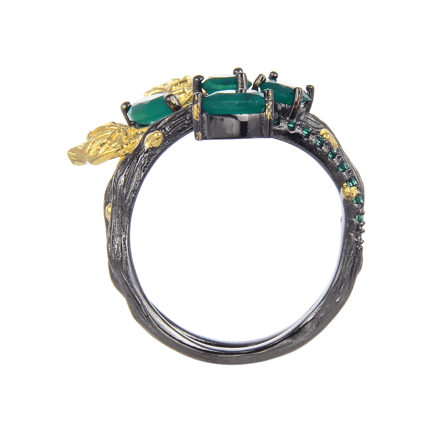 Green Agate Butterfly Fashion Ring