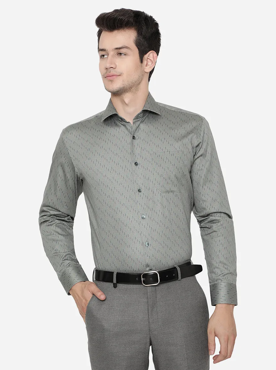 Green Printed Regular Fit Formal Shirt | JadeBlue