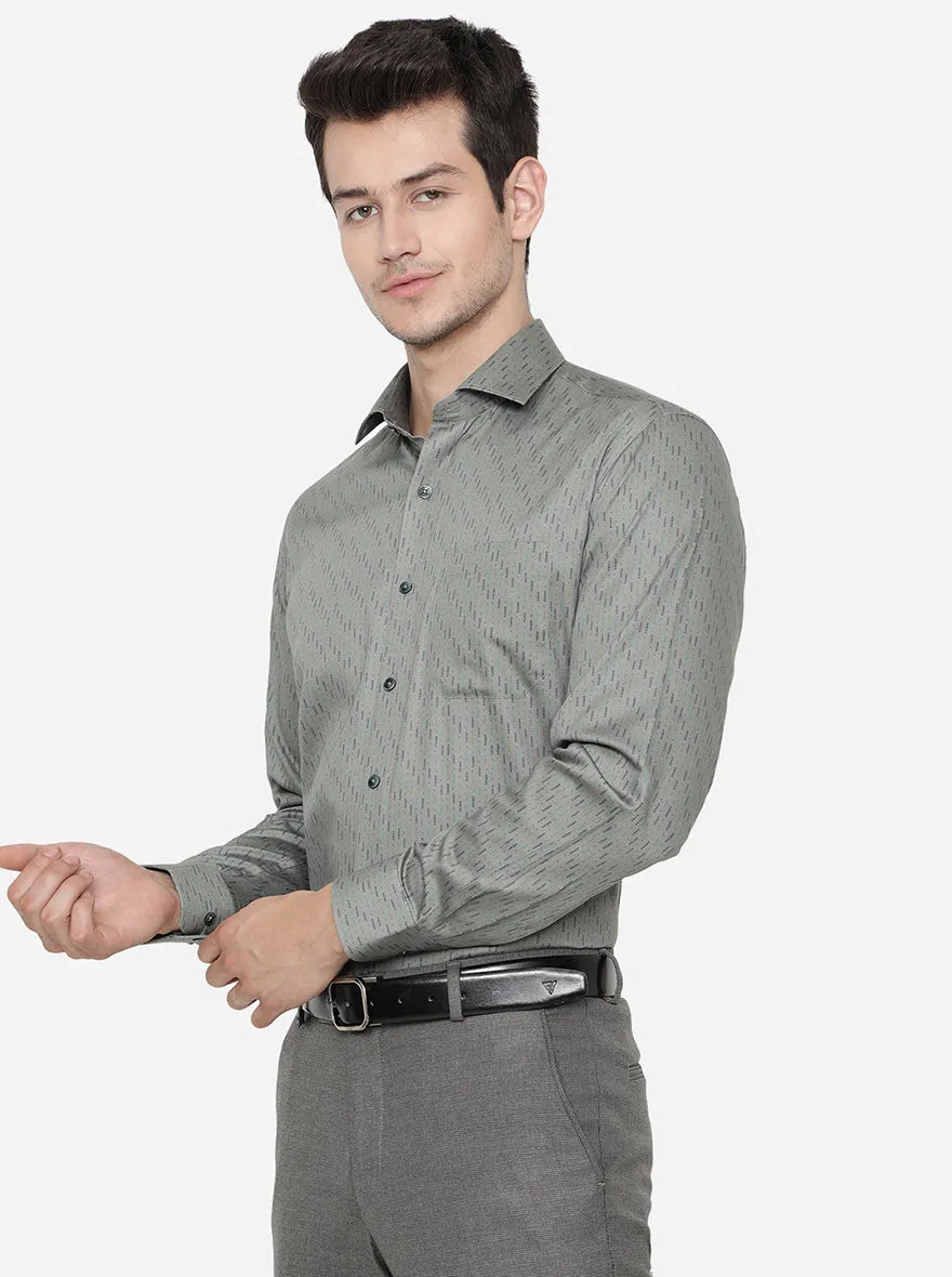 Green Printed Regular Fit Formal Shirt | JadeBlue
