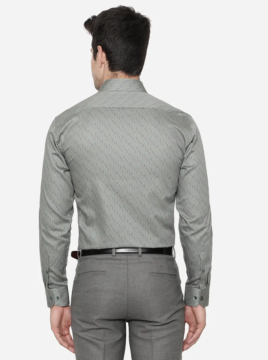 Green Printed Regular Fit Formal Shirt | JadeBlue
