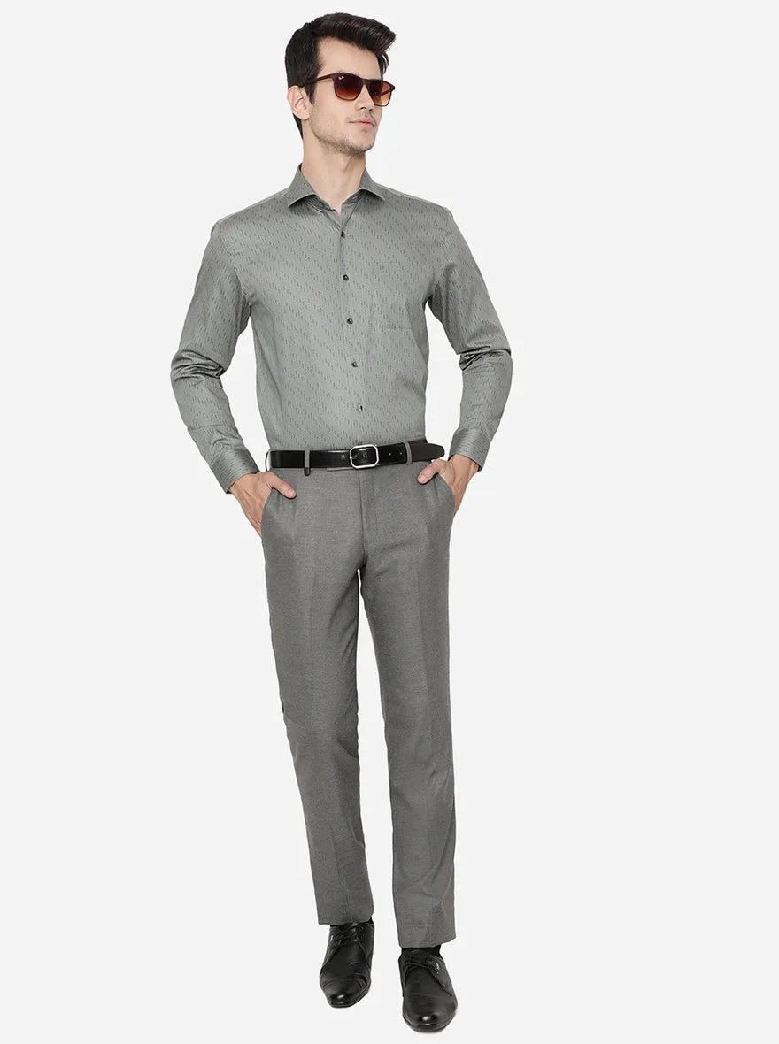 Green Printed Regular Fit Formal Shirt | JadeBlue