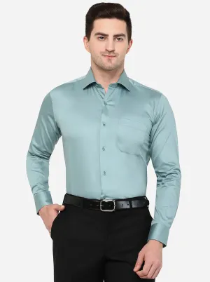 Green Solid Slim Fit Formal Shirt | Metal