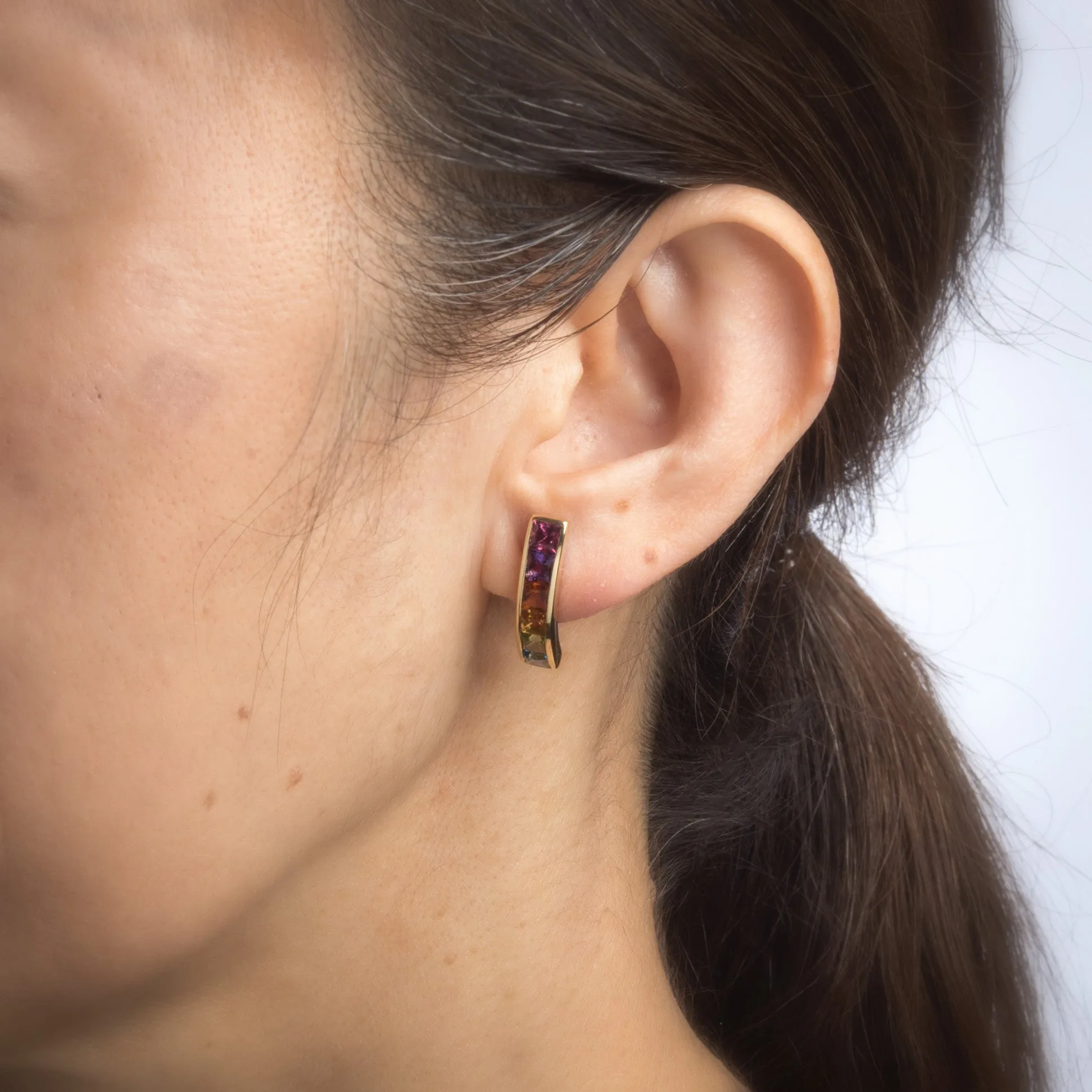 H Stern Rainbow Earrings Estate 18k Yellow Gold Shrimp Amethyst Citrine Peridot