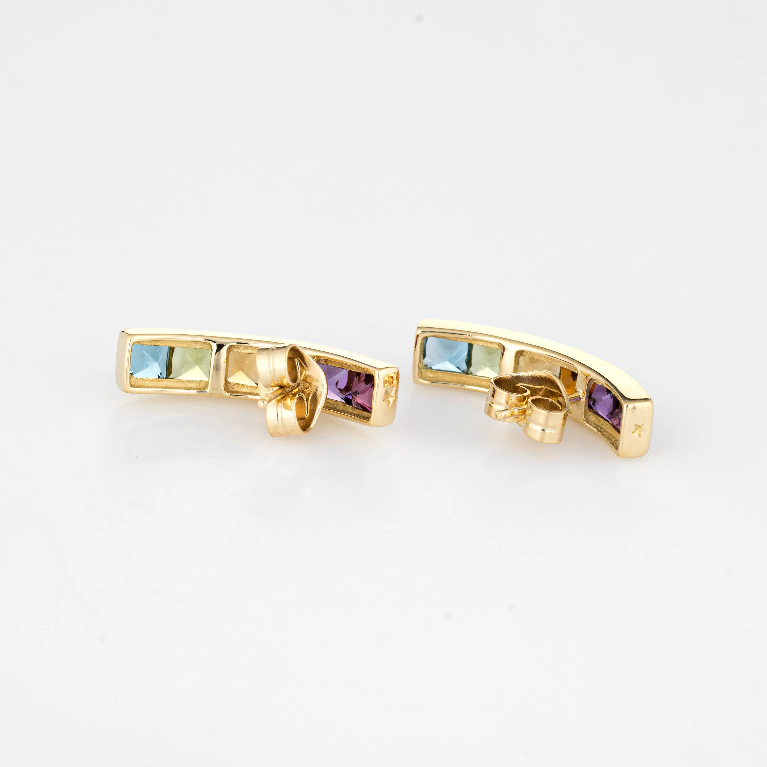 H Stern Rainbow Earrings Estate 18k Yellow Gold Shrimp Amethyst Citrine Peridot