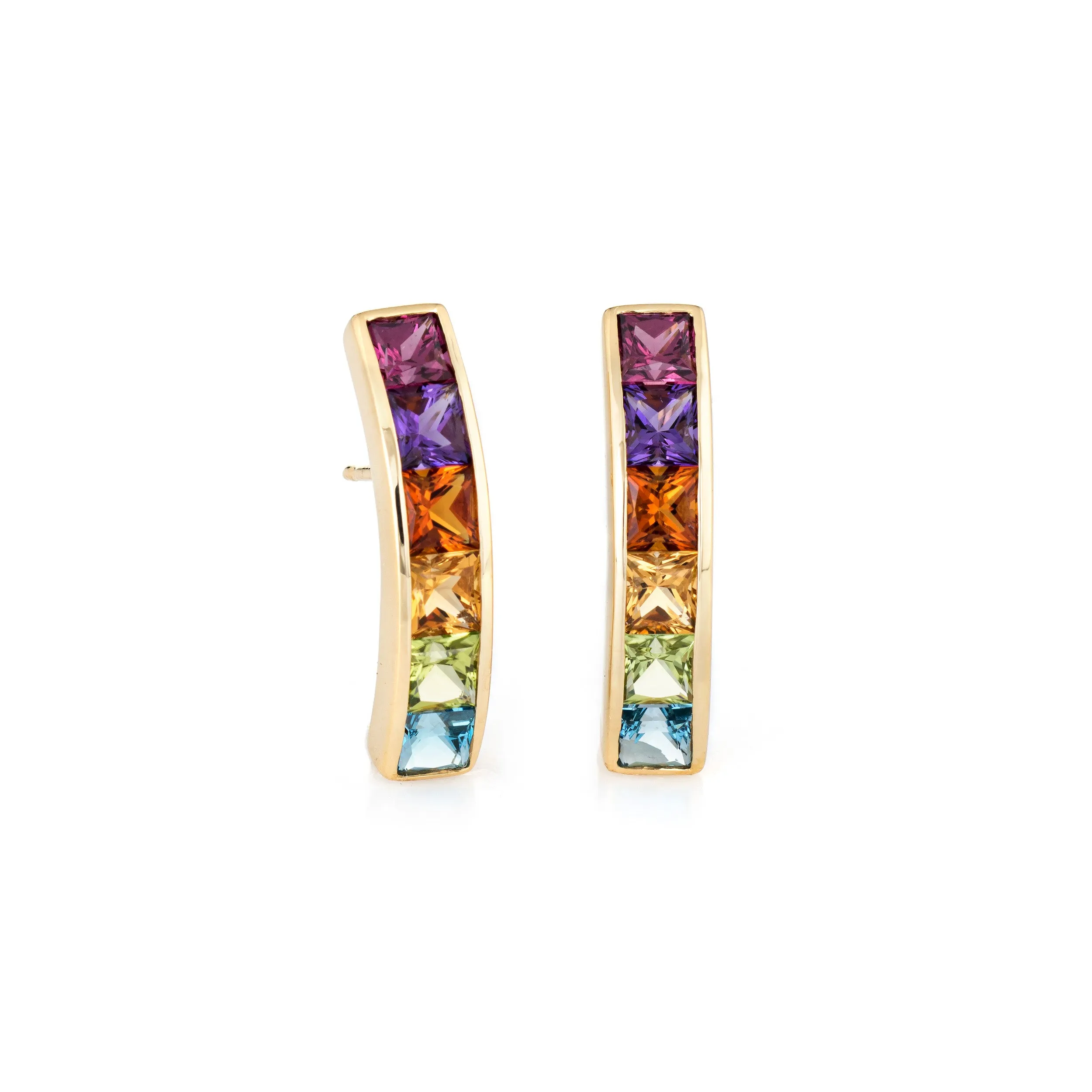 H Stern Rainbow Earrings Estate 18k Yellow Gold Shrimp Amethyst Citrine Peridot