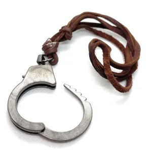 Handcuff Pendant w/20" leather necklace (#c463)