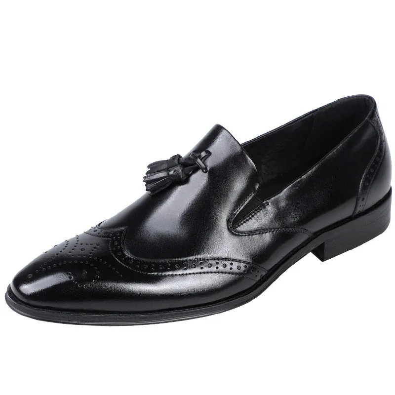 Handmade Carving Brogue Tassel Retro Pointed Toe Business Formal Wear Shoes Casual Leather Shoes Men's Leather Men's Shoes 23981-1
