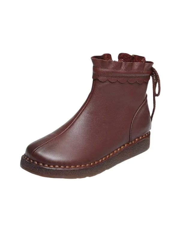 Handmade Leather Retro Ankle Lace-up Boots