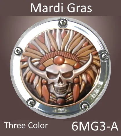 Harley Derby Cover Mardi Gras Skull Emblem - Harley Davidson Accessory