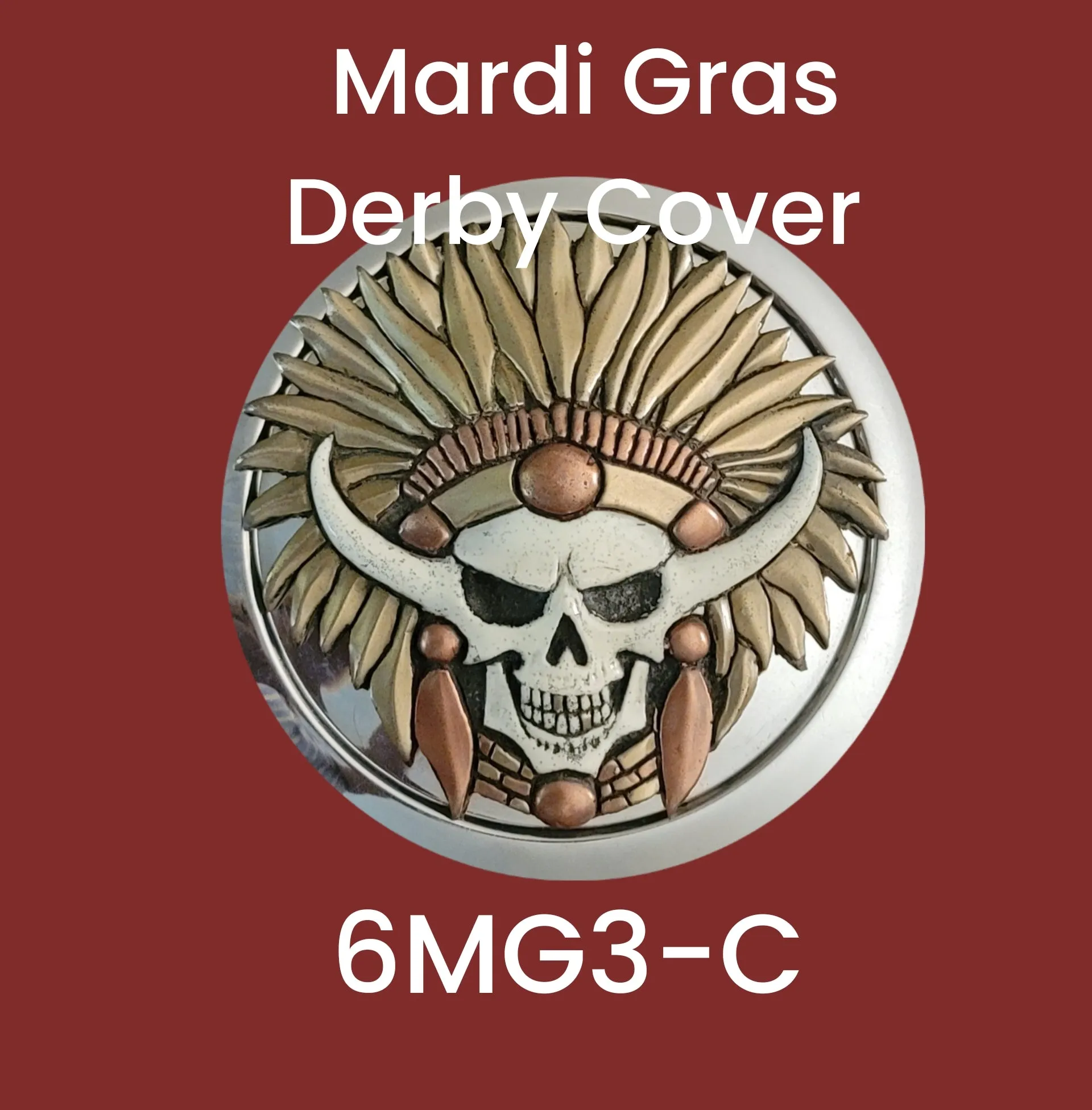 Harley Derby Cover Mardi Gras Skull Emblem - Harley Davidson Accessory