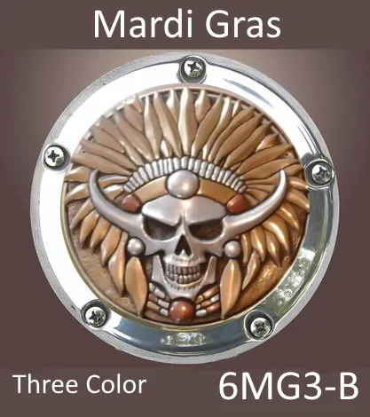 Harley Derby Cover Mardi Gras Skull Emblem - Harley Davidson Accessory