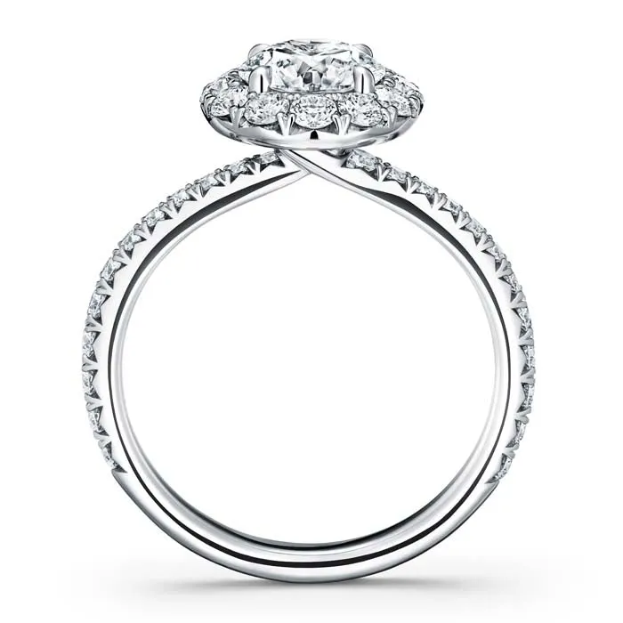 Hearts On Fire 1.80CTW Vela Halo Complete Engagement Ring With Diamond Band in Platinum