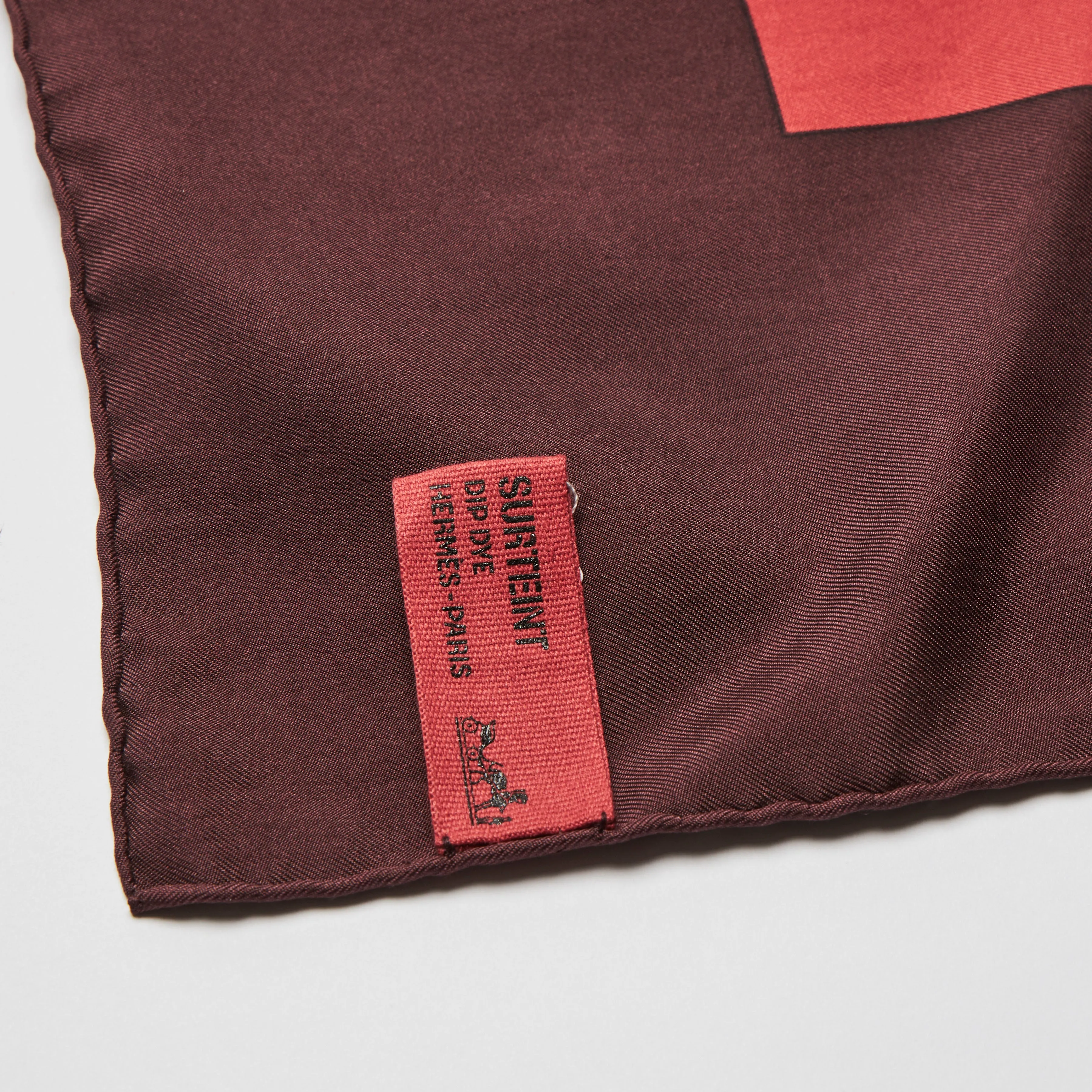 Hermes Brown and Red Silk Scarf