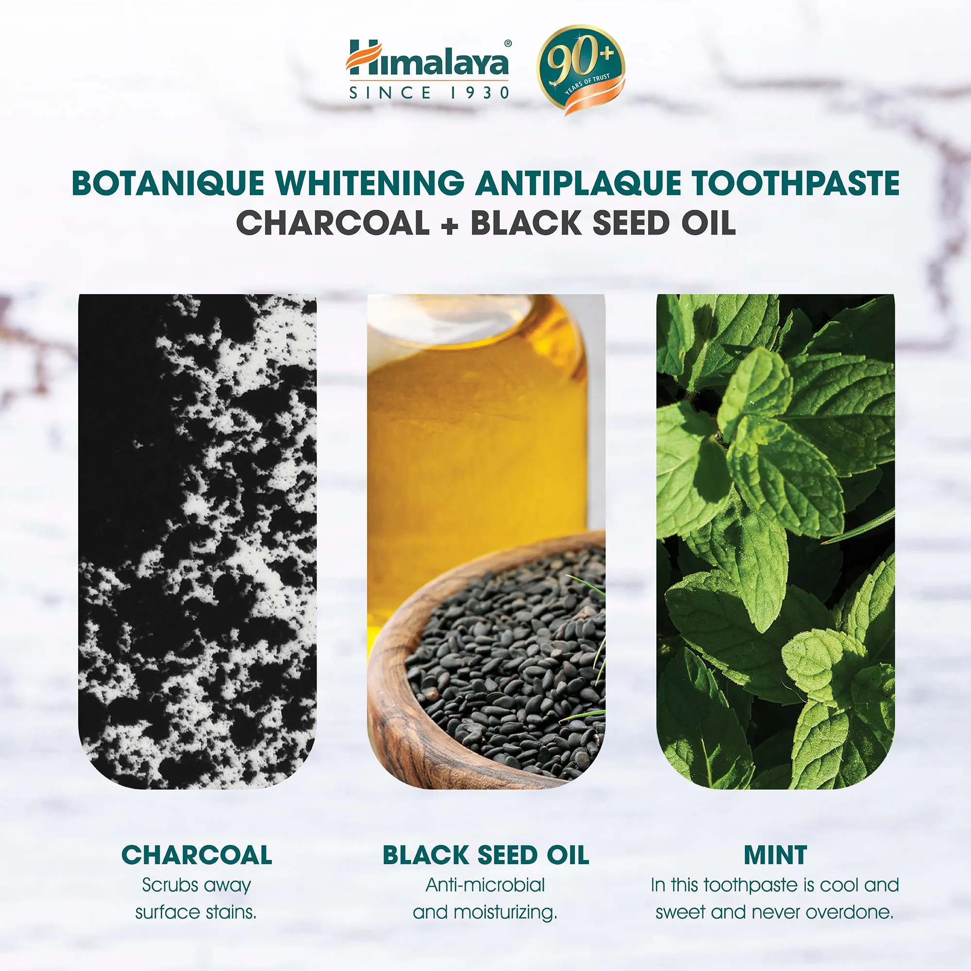Himalaya Botanique Whitening Antiplaque Toothpaste Charcoal   Black Seed Oil 113G