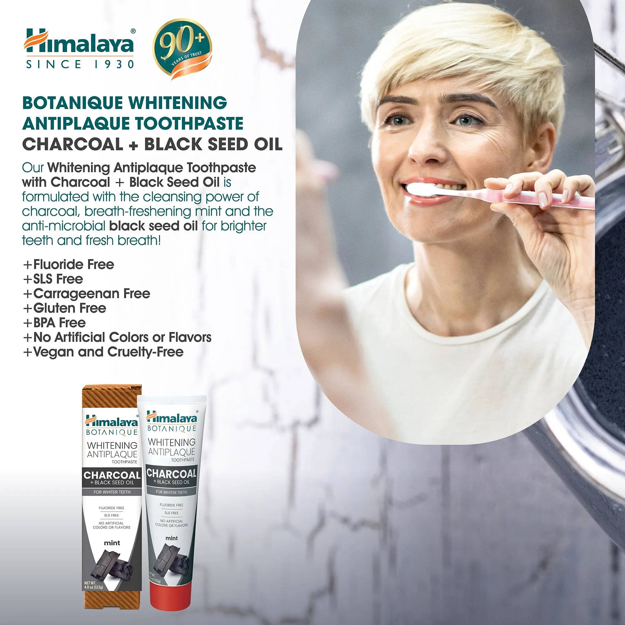Himalaya Botanique Whitening Antiplaque Toothpaste Charcoal   Black Seed Oil 113G
