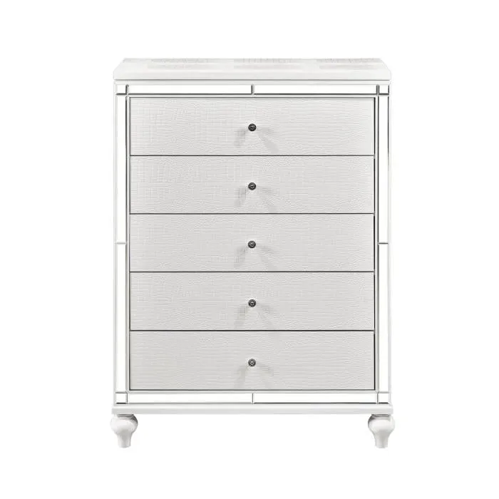 Homelegance Alonza 5 Drawer Chest in White 1845-9