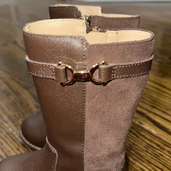 Janie &amp; Jack Brown Leather and Suede Riding Boots 7C