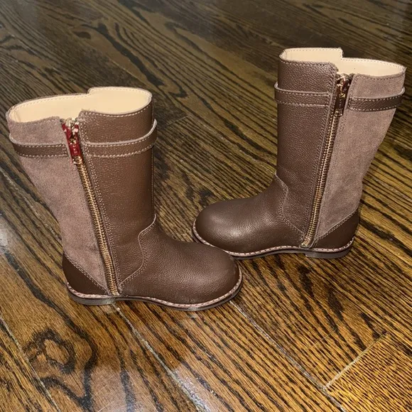 Janie &amp; Jack Brown Leather and Suede Riding Boots 7C