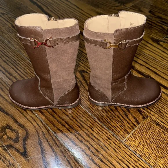 Janie &amp; Jack Brown Leather and Suede Riding Boots 7C