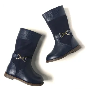 JANIE AND JACK NAVY BLUE THE LEATHER RIDING BOOT BABY GIRLS SIZE 4