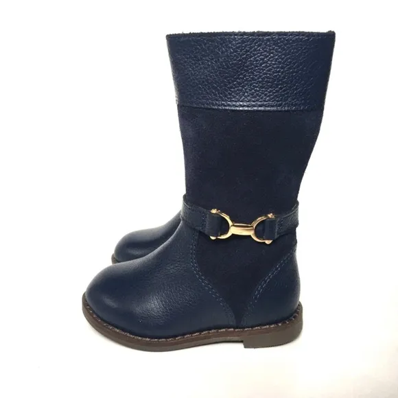 JANIE AND JACK NAVY BLUE THE LEATHER RIDING BOOT BABY GIRLS SIZE 4