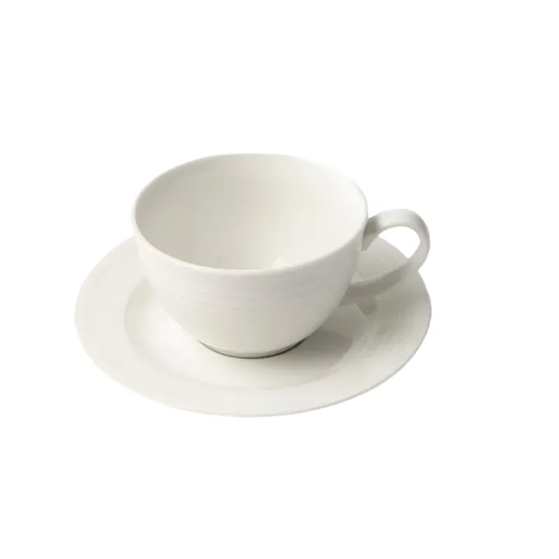 Jenna Clifford Embossed Lines Cup & Saucer 200ml Cream White