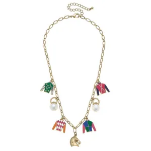 Jockey Silk Enamel Charm Necklace
