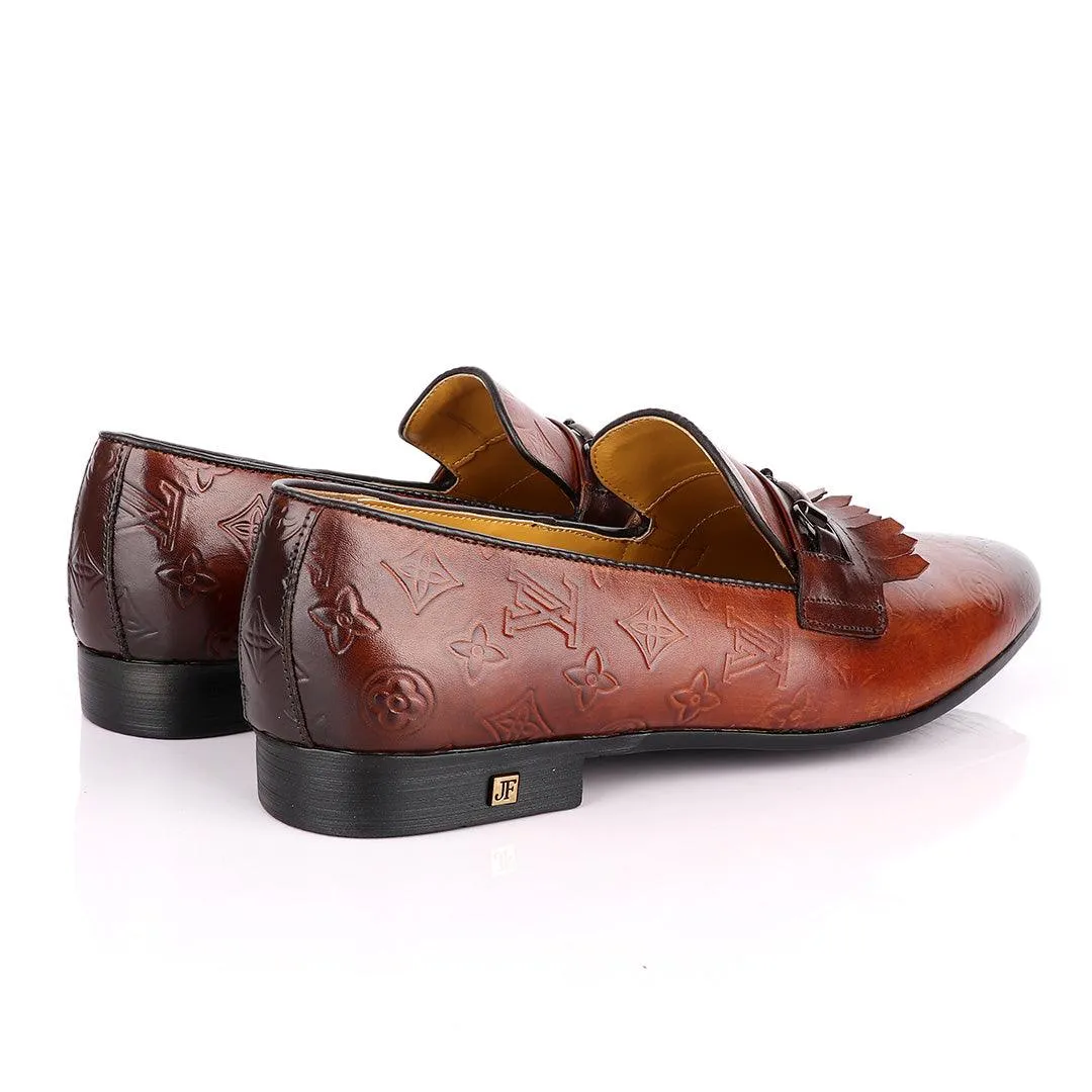 John Foster "LV croc Skin" French Classic Coffee Brown Shoes