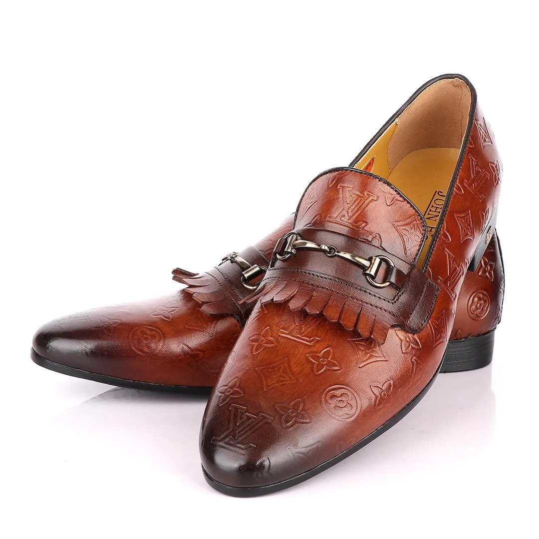 John Foster "LV croc Skin" French Classic Coffee Brown Shoes