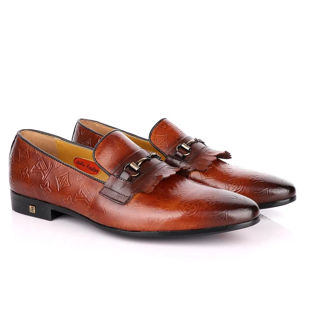 John Foster "LV croc Skin" French Classic Coffee Brown Shoes