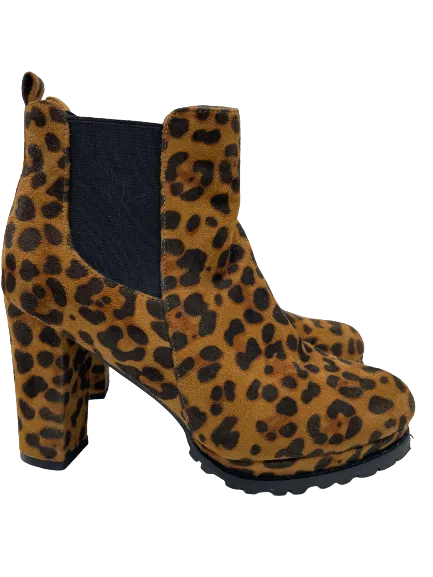 Jolimall Faux Leopard Print Ankle Boots